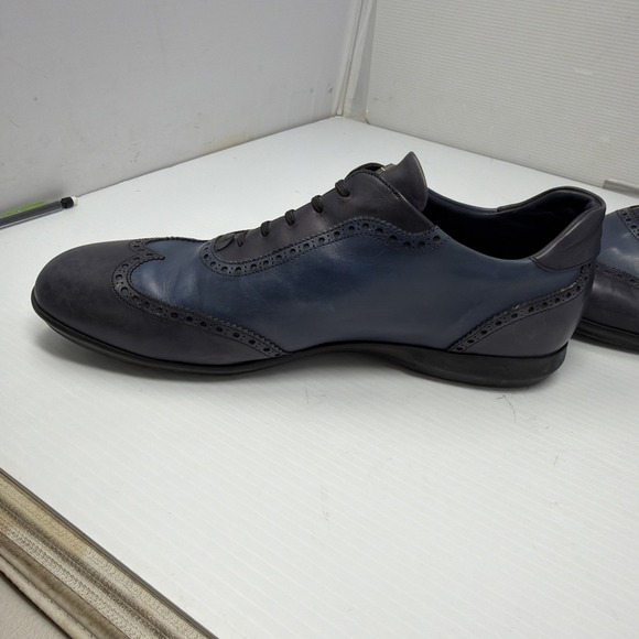 Stefano Ricci Dress Shoes Mens 9.5 Calf leather Blue Wingtip Crest Made In Italy main image 10